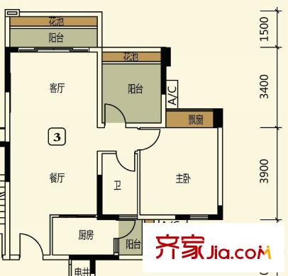 長信銀灣6座03單位 2室2廳1衛(wèi)1廚
