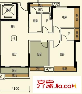 長信銀灣2座04單位 2室2廳1衛(wèi)1廚