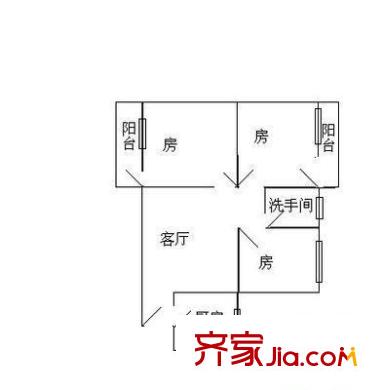 嘉禾居戶型圖兩室一廳戶型圖 2室1廳1衛(wèi)1廚