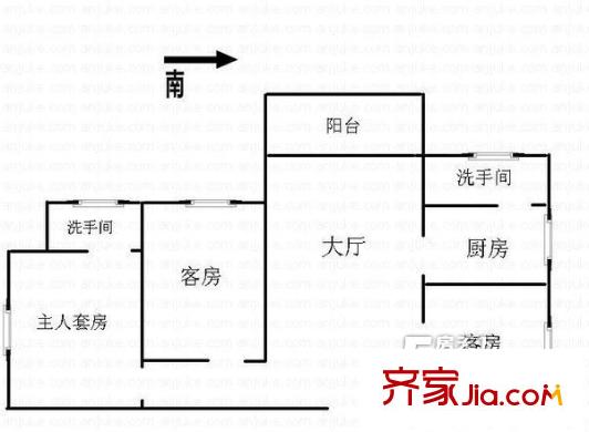金沙教師小區(qū)戶型圖3室2廳戶型圖 3室2廳1衛(wèi)1廚