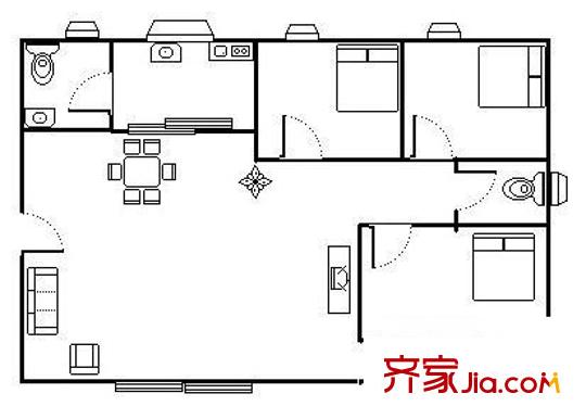 建安街教師樓 3室 戶型圖
