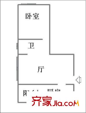 紅旗中路小區(qū) 1室 戶型圖
