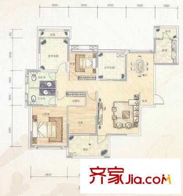 紅旗中路小區(qū) 3室 戶型圖