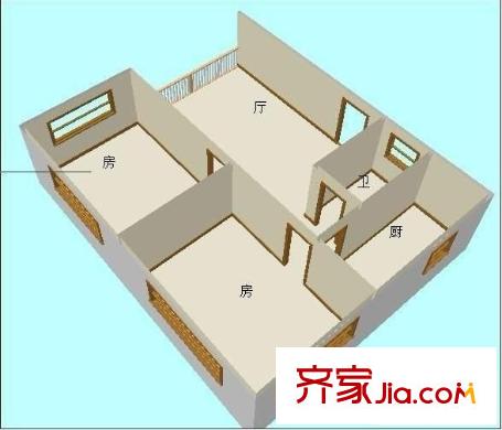 置德豪庭戶型圖兩室兩廳戶型圖 2室2廳1衛(wèi)1廚