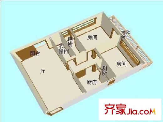 置德豪庭戶型圖兩室一廳戶型圖 2室1廳1衛(wèi)1廚