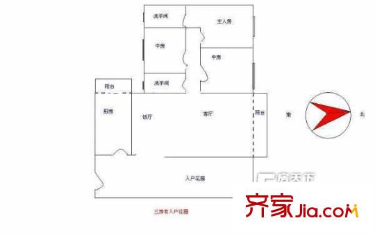 雍景豪園湖岸大宅戶型圖3室2廳2衛(wèi)1廚 3室2廳2衛(wèi)1廚