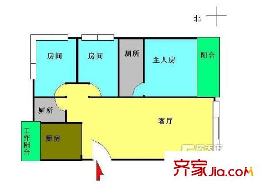 怡富花園戶型圖3室1廳戶型圖 3室1廳2衛(wèi)1廚