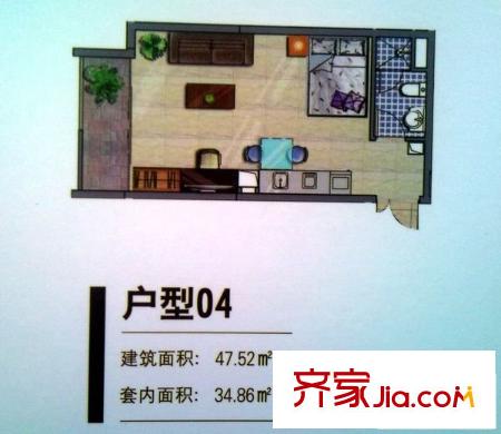 白領(lǐng)公寓 0室 戶型圖