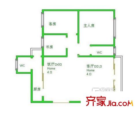 小塘思賢西小區(qū)戶型圖3室2廳戶型圖 3室2廳2衛(wèi)1廚