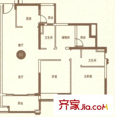 保利中環(huán)廣場(chǎng)第5大道6座03戶(hù)型 2室2廳2衛(wèi)