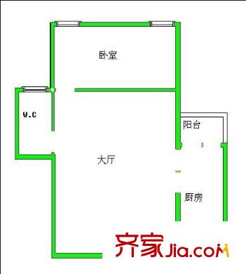 保利奧爾公寓 1室 戶型圖