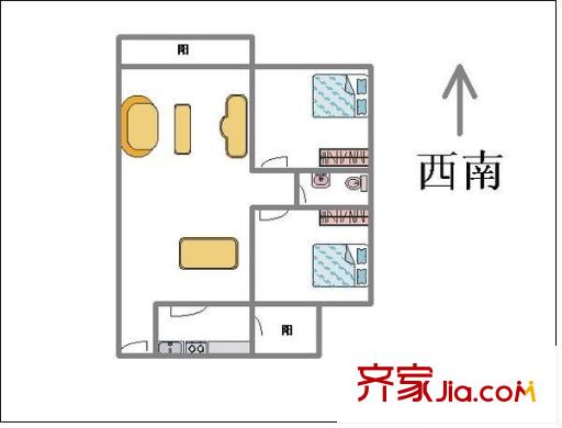 華啟平方米灣戶型圖2室1廳 戶型圖 2室1廳2衛(wèi)1廚
