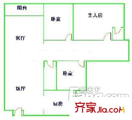 桂江樓 3室 戶(hù)型圖