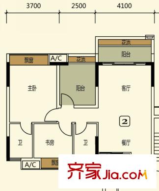 長信銀灣2座02、03單位 2室2廳1衛(wèi)1廚