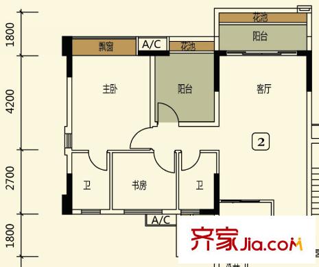 長信銀灣3座02、03單位 2室1廳1衛(wèi)1廚