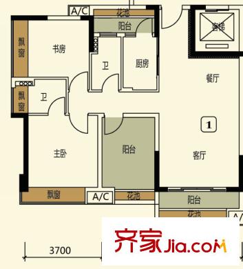 長信銀灣3座01單位 2室2廳1衛(wèi)1廚