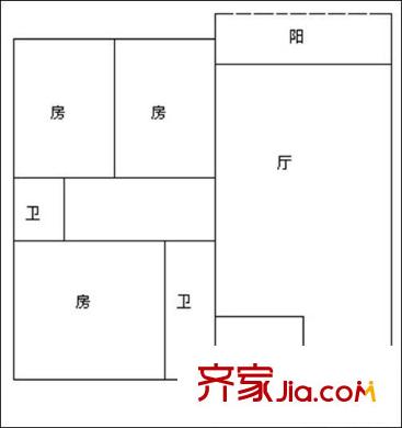 翠怡閣戶型圖3室2廳 3室2廳2衛(wèi)1廚