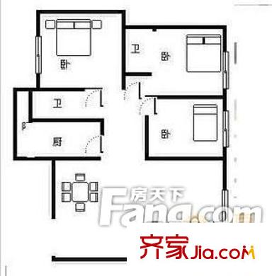 翠怡閣戶型圖3室2廳 3室2廳2衛(wèi)1廚