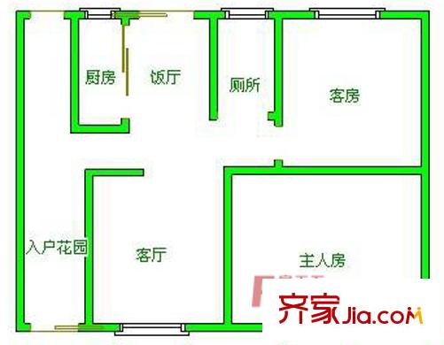 雍景豪園湖岸大宅戶型圖2室2廳1衛(wèi)1廚 2室2廳1衛(wèi)1廚