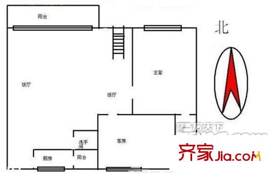 鴻安庭苑戶型圖2室2廳戶型圖 2室2廳2衛(wèi)1廚