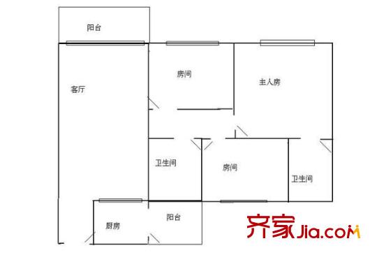 宏業(yè)樓戶型圖3室1廳戶型圖 3室1廳2衛(wèi)1廚
