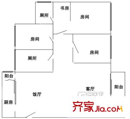 惠怡樓戶型圖4室2廳 4室2廳2衛(wèi)1廚