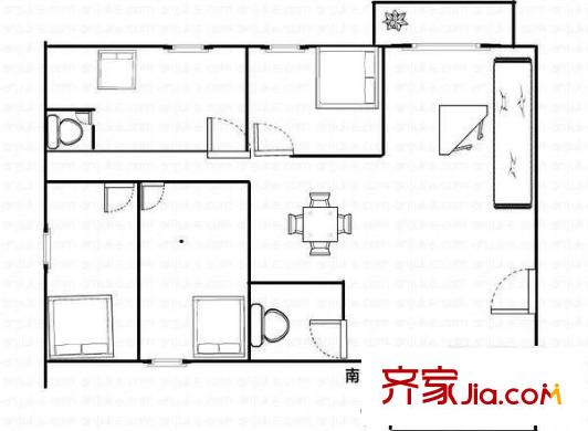 海悅豪庭戶型圖4室2廳戶型圖 4室2廳2衛(wèi)1廚