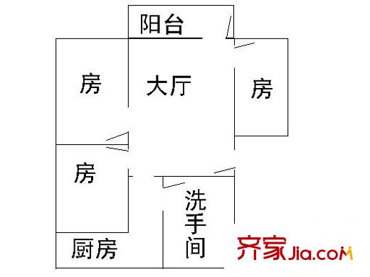 花園二街小區(qū) 2室 戶型圖