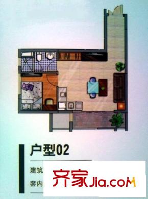 白領(lǐng)公寓 0室 戶型圖