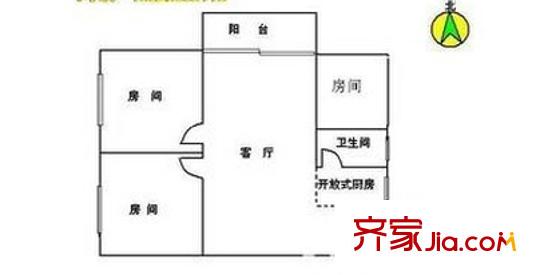 保利奧爾公寓戶型圖3室2廳 3室2廳2衛(wèi)1廚