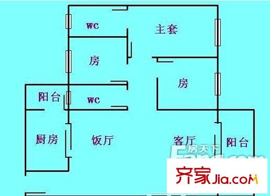 保利奧爾公寓戶型圖3室2廳 3室2廳2衛(wèi)1廚