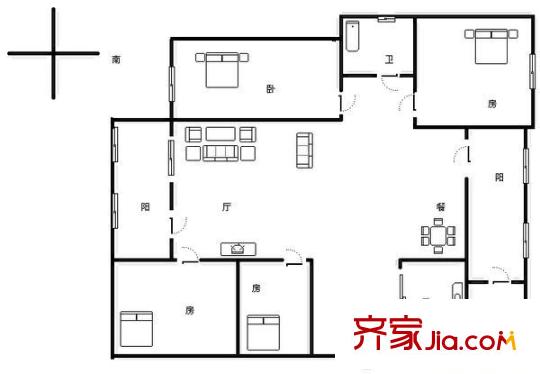 百花大廈 4室 戶型圖