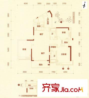 濱城瓏灣2座 01+02戶型 127平方米 3室2廳2衛(wèi)1廚