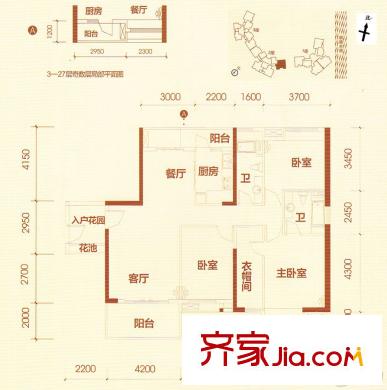 濱城瓏灣2座 09+10戶型 134平方米 3室2廳2衛(wèi)1廚
