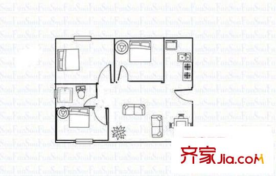 新力樓戶型圖2室2廳戶型圖 2室2廳1衛(wèi)1廚