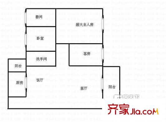 祥業(yè)豪苑戶型圖3室2廳戶型圖 3室2廳2衛(wèi)1廚