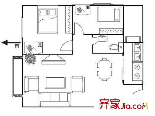 沃爾瑪購物廣場 2室 戶型圖