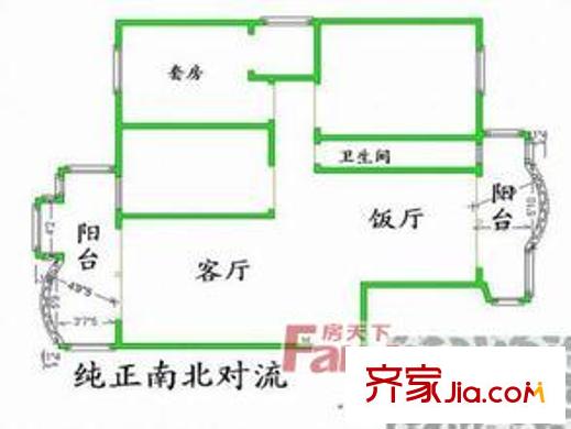 鴻安庭苑戶型圖2室2廳戶型圖 2室2廳1衛(wèi)1廚