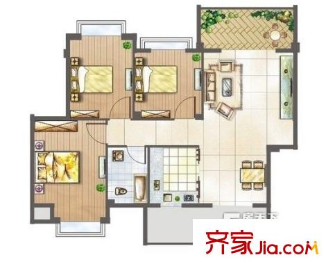 海信樓戶型圖3室2廳戶型圖 3室2廳1衛(wèi)1廚