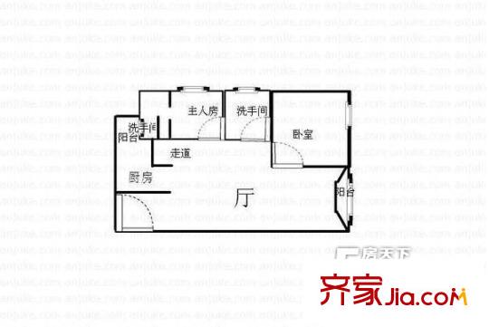 宏業(yè)樓戶型圖2室1廳戶型圖 2室1廳2衛(wèi)1廚