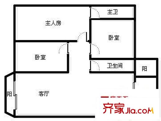 惠怡樓 3室 戶型圖