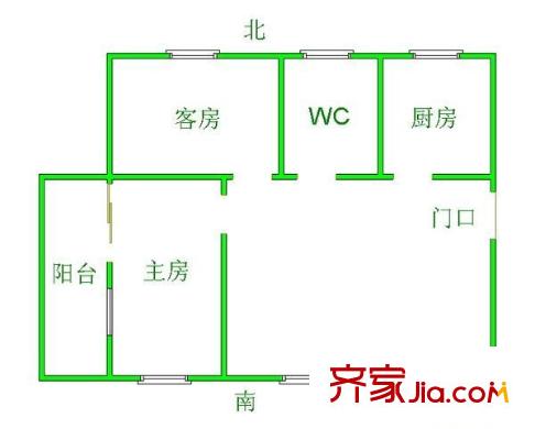 花園二街小區(qū) 2室 戶型圖