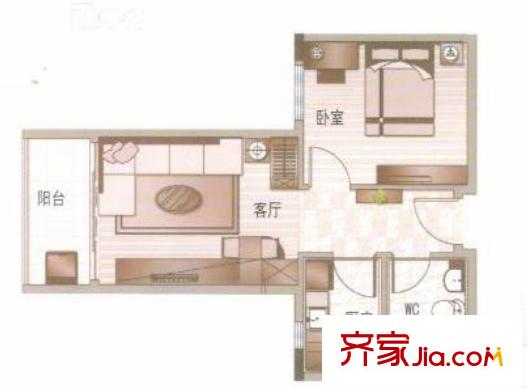 新宏樓戶型圖1室1廳戶型圖 1室1廳1衛(wèi)1廚