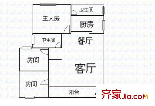 新力樓戶型圖3室2廳戶型圖 3室2廳1衛(wèi)1廚