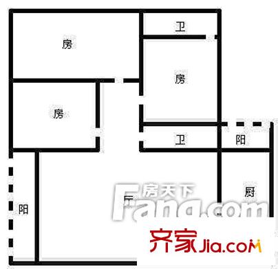 祥業(yè)豪苑戶型圖3室2廳戶型圖 3室2廳2衛(wèi)1廚