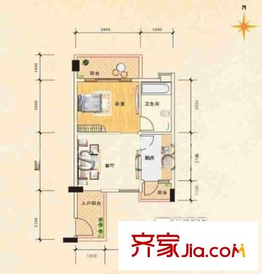 德建華庭戶型圖1室1廳 戶型圖 1室1廳1衛(wèi)1廚