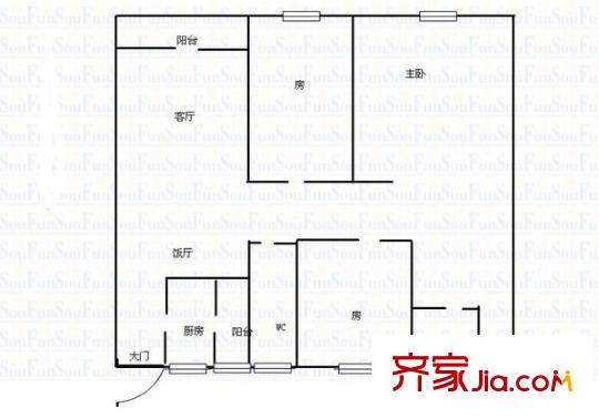 沃爾瑪購物廣場 3室 戶型圖