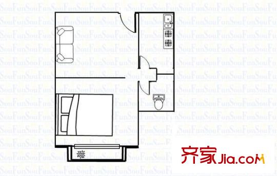銀城樓 1室 戶型圖