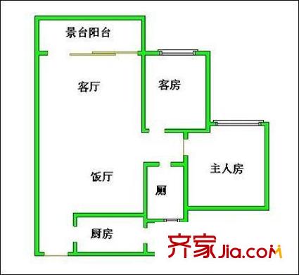 雍景豪園泓景臺(tái)戶型圖兩室兩廳戶型圖 2室2廳1衛(wèi)1廚