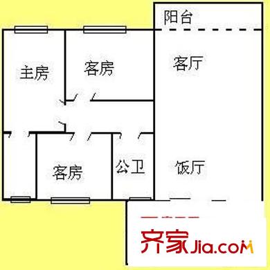 天佑六路小區(qū) 3室 戶型圖